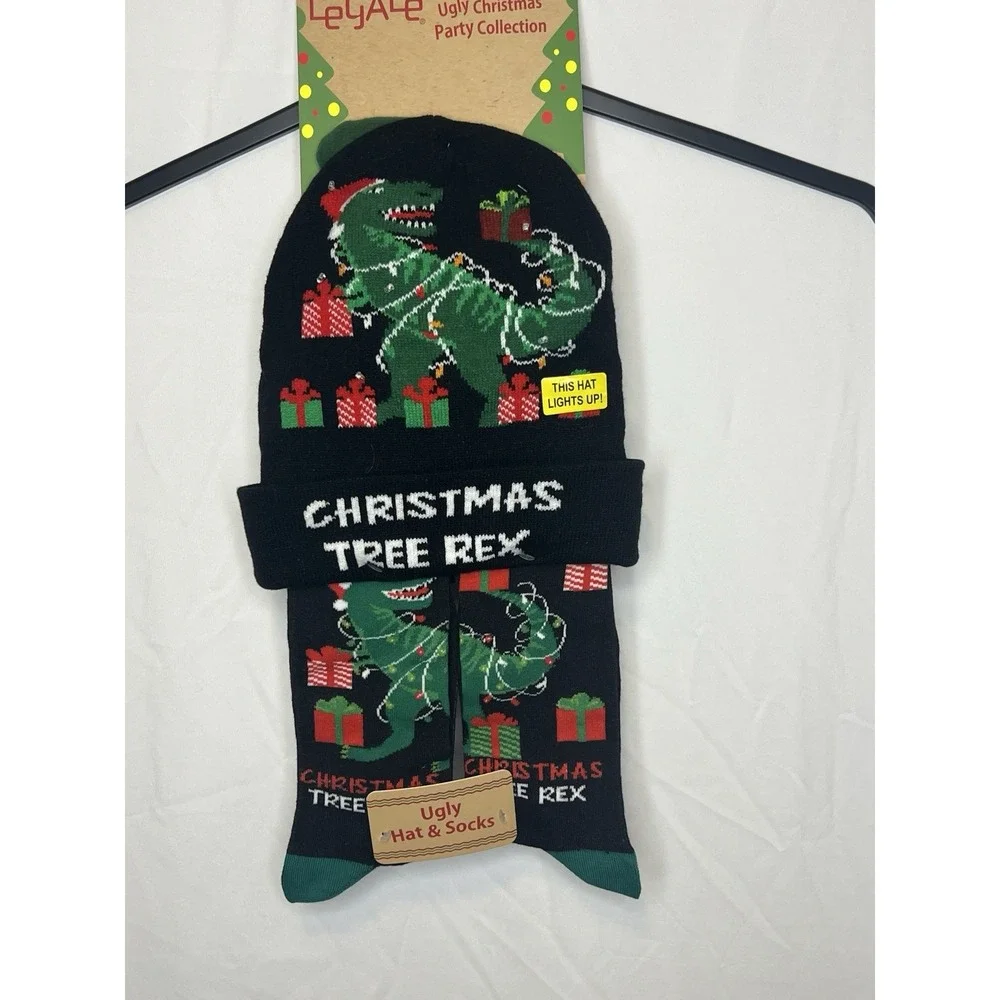 LeGale Ugly Christmas Party Collection Christmas Tree Rex‎ Lighted Hat/Socks-